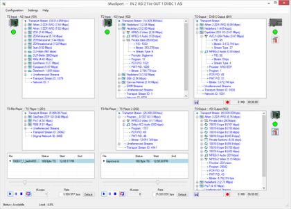Video Test and Measurement 26 DekTec MuxXpert real-time transport stream multiplexer software screenshot