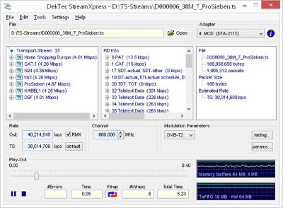 MPEG Stream Analyzer, DVB Analyzer, SD Analyzer 9 DEKTEC StreamXpress