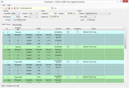 Video Test and Measurement 33 DekTec TmmXpress ISDB-Tmm signal generator software screenshot