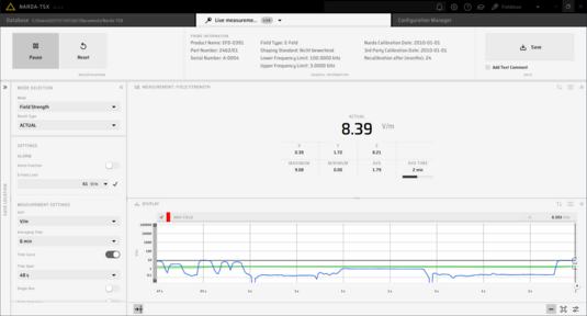 NARDA FieldMan EMR Meter 10 Screenshot of the Live Measurement option in the NARDA TSX software