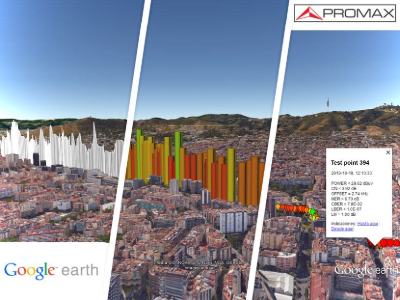 TV, Cable and Satellite Spectrum Analyzers 36 PROMAX KML Generator signal coverage map builder