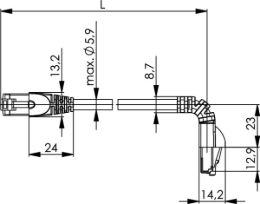 RJ45 Patch Cords 18 Telegärtner Cat.6A - Wiring 1:1 - S/FTP (LSZH) 1x90° - 1x180° Cable Boot 100008010