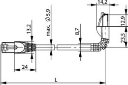 RJ45 Patch Cords 19 Telegärtner Cat.6A - Wiring 1:1 - S/FTP (LSZH) 1x270° - 1x180° Cable Boot 100008040